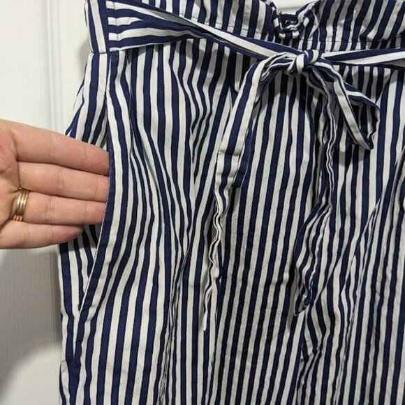 Zara | Paperbag Tie-Waist Pants in Blue Stripe - Picture 8 of 11